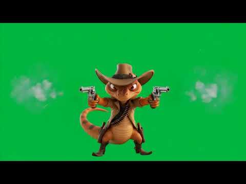 The Cowboy Snake and the Revolvers 4k green screen #vfxassets #greenscreen