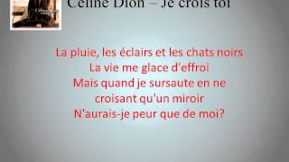 Je crois toi - Céline Dion LYRICS