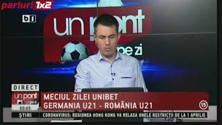 MECIUL ZILEI UNIBET, GERMANIA U21 – ROMANIA U21: Avem un pont în cotă 1.71 pentru meciul decisiv!