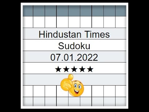 🔊🔴How to Solve Hindustan Times Sudoku 5 Star | Step by Step Solution | 07.01.2022 | Level  ★★★★★