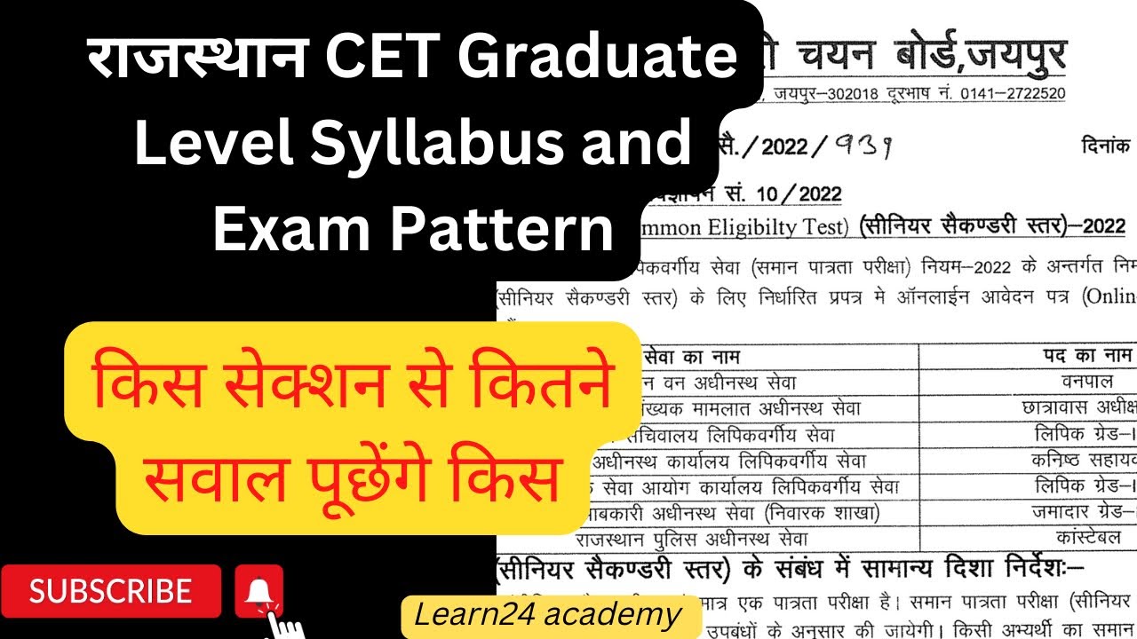 Watch video Rajasthan CET Graduate Level Exam Pattern and syllabus 2022-23 #cet Now Rajasthan CET Graduate Level Exam Pattern and syllabus 2022-23 #cet