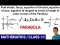 Find Vertex Focus Directrix Axis Length Of Latus Rectum And Tangent At The Vertex Of The Parabola