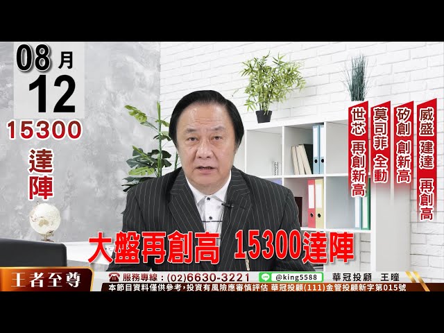 【王者至尊】 #王曈 0812《【大盤再創高 15300達陣】》#王曈 #王者至尊