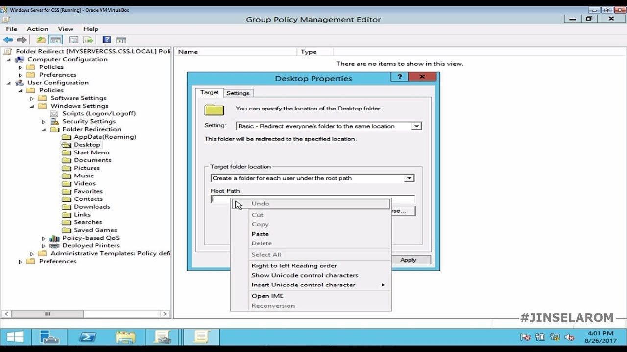 Folder Redirection on Windows Server 2012 R2