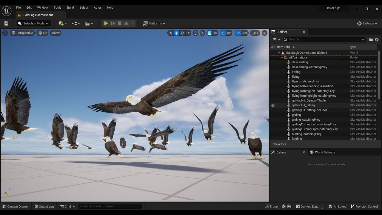&Aacute;guia careca animada realista Modelo 3D