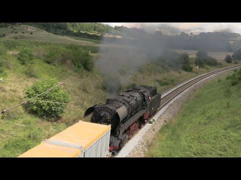 Dampflok 44 2546 schiebt 1500t schweren Güterzug | Nördlinger Plandampf 2020 (4K)