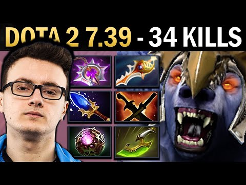 Ursa Gameplay Miracle with Rapier and 34 Kills - Dota 7.39