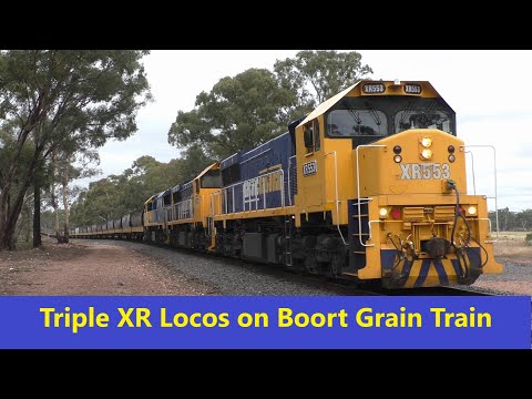 Triple XR Locos on Boort Grain Train at Llanelly - 30th Jan 2021