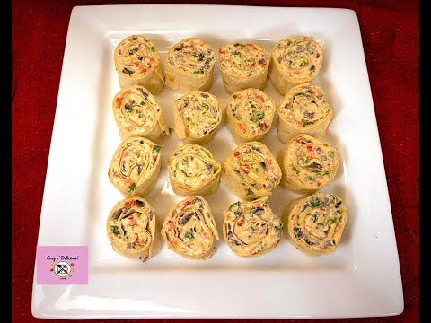 Cream Cheese Vegetable Roll Ups | Cream Cheese Wraps | Party Appetizer | Cream Cheese Pinwheels