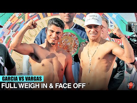 INTENSE! MIKEY GARCIA VS JESSIE VARGAS FULL WEIGH IN & FACE OFF VIDEO | GARCIA VS VARGAS