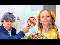 Nastya and Dad pretend to play school and eat sweets - Video series for Kids