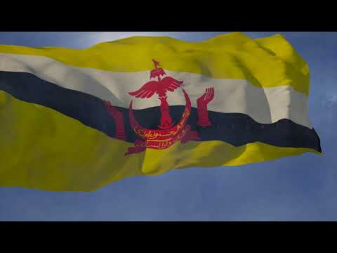 Waving flag and National Anthem of Brunei