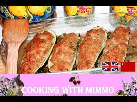 Stuffed zucchini as in Sicily , 塞滿西葫蘆 在西西