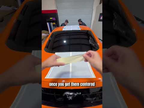 Mustang Gloss Black Racing Stripes Install! #atlanta #automobile #carwrap #mustang