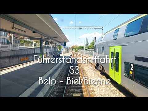 Cab ride in the S3 from Belp to Biel/Bienne in a BLS RABe 515.