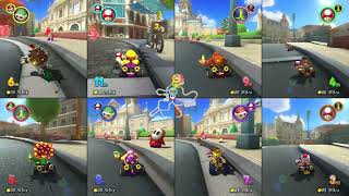 FULL 8-Player Splitscreen Race in Mario Kart 8 Deluxe! | 4.0.0 Update