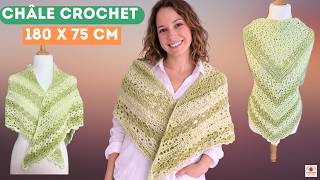 🧶😍  ✨Magnifique ce châle crochet printanier | Tuto 180 x 75 cm✨