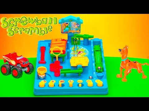 Playing the Screwball Scramble Game with Scooby Doo and Blaze Toys
