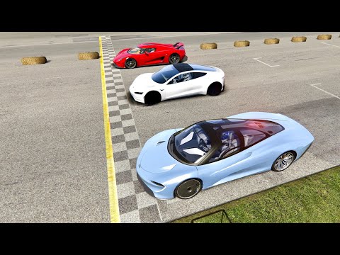 Tesla Roadster vs McLaren Speedtail vs Koenigsegg Regera - Old Monza