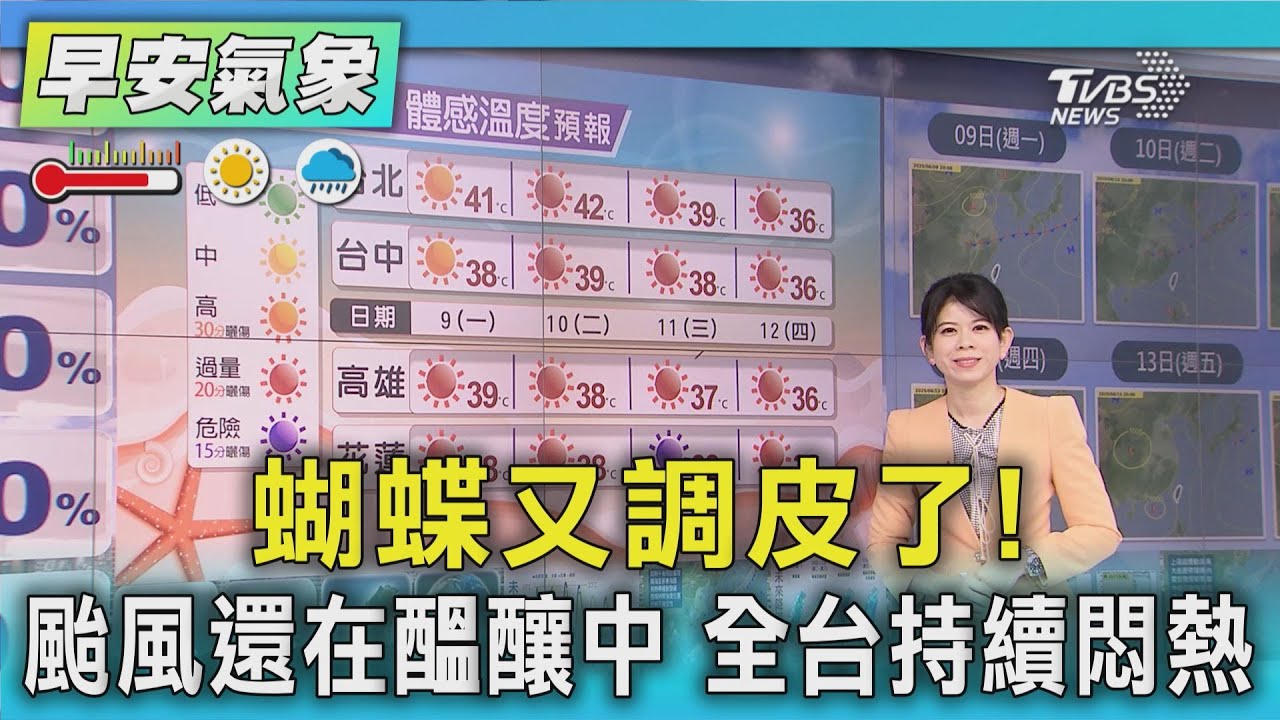 天氣/蝴蝶又調皮了! 颱風還在醞釀中 全台持續悶熱