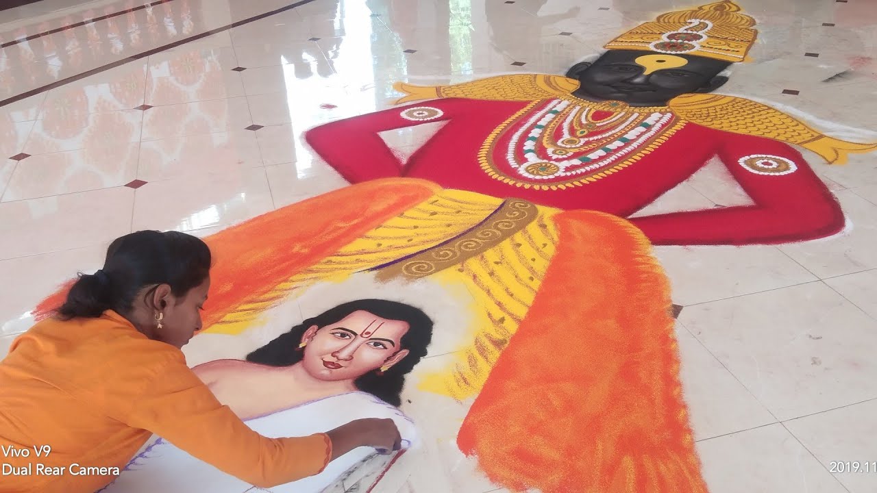 Large portrait rangoli design of god by rajashri nitin