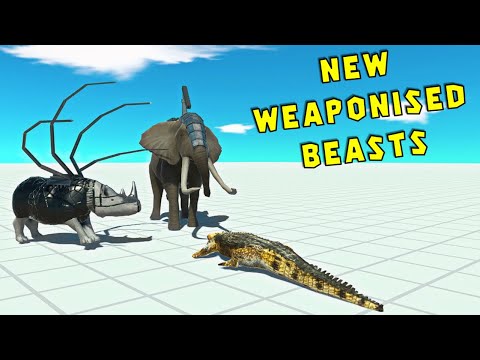 NEW! Weaponized Beasts - Steelnoceros and Rocket Ellie vs All Dinosaurs | ARBS