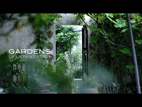 jardin-d'hiver-plantes-tropicales-table-ronde-bois-chaises