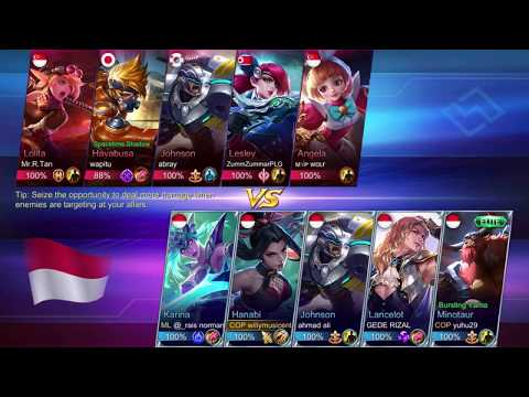 Hanabi MVP with Karina, Johnson, Lancelot, Minotaur vs Lolita, Hayabusa, Johnson, Lesley, Angela