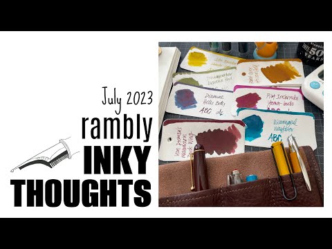 Inks and Fountain Pens for July 2023 * Swatching: Diamine Hells Bells, Color Traveler, Troublemaker