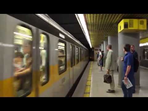 Milan Metro Line 3 train arriving at Duomo