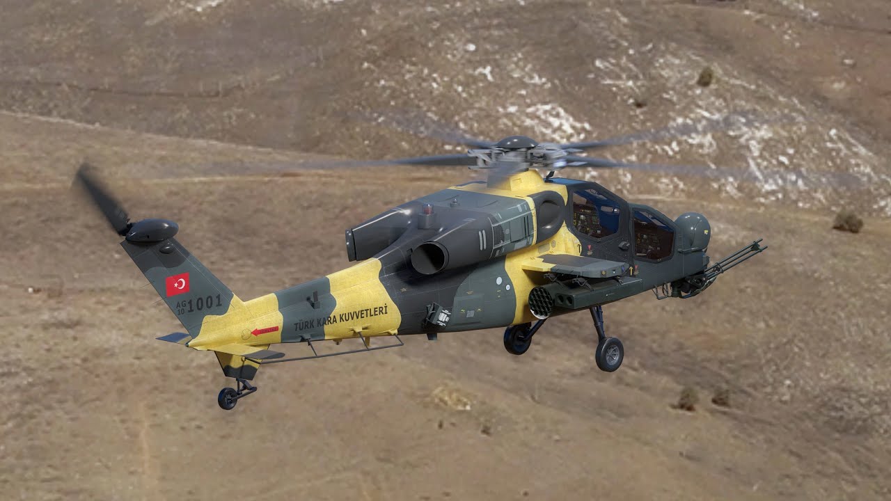 Atak T129 Helicopter-Rigged - with Cocpit-Changeable decal-text 3D Model