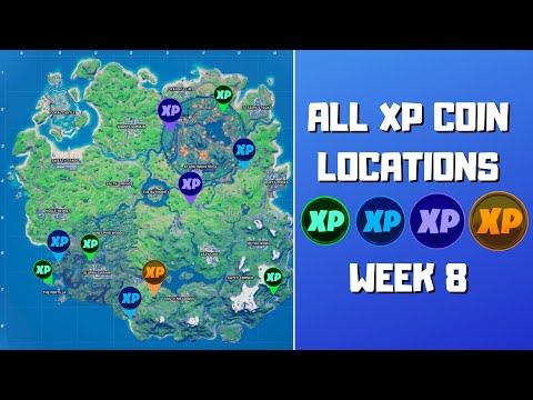 All 10 XP Coins Locations in Fortnite Season 4 Chapter 2 Week 8! (Green, Blue, Purple, and Gold)