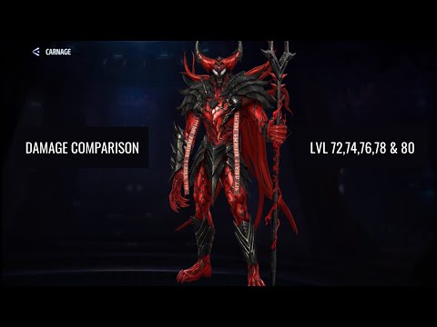 Carnage's Damage Comparison [Lvl 70,72,76,78 & 80] with 140 proc Vs. Knull | Marvel Future Fight