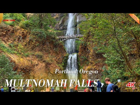 Oregon Multnomah Falls 4K - Scenic Relaxation Film With Calming Music || Oregon 4K Relaxing Video