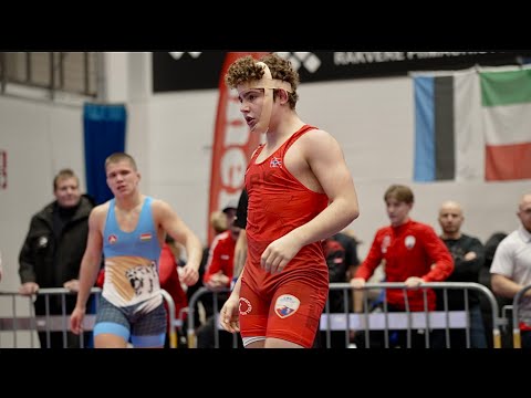 U17 Andreas Fjeldstad (NOR) vs Bekeny Viragh (HUN) 71kg. Greco-roman boys youth wrestling. B-cam-man