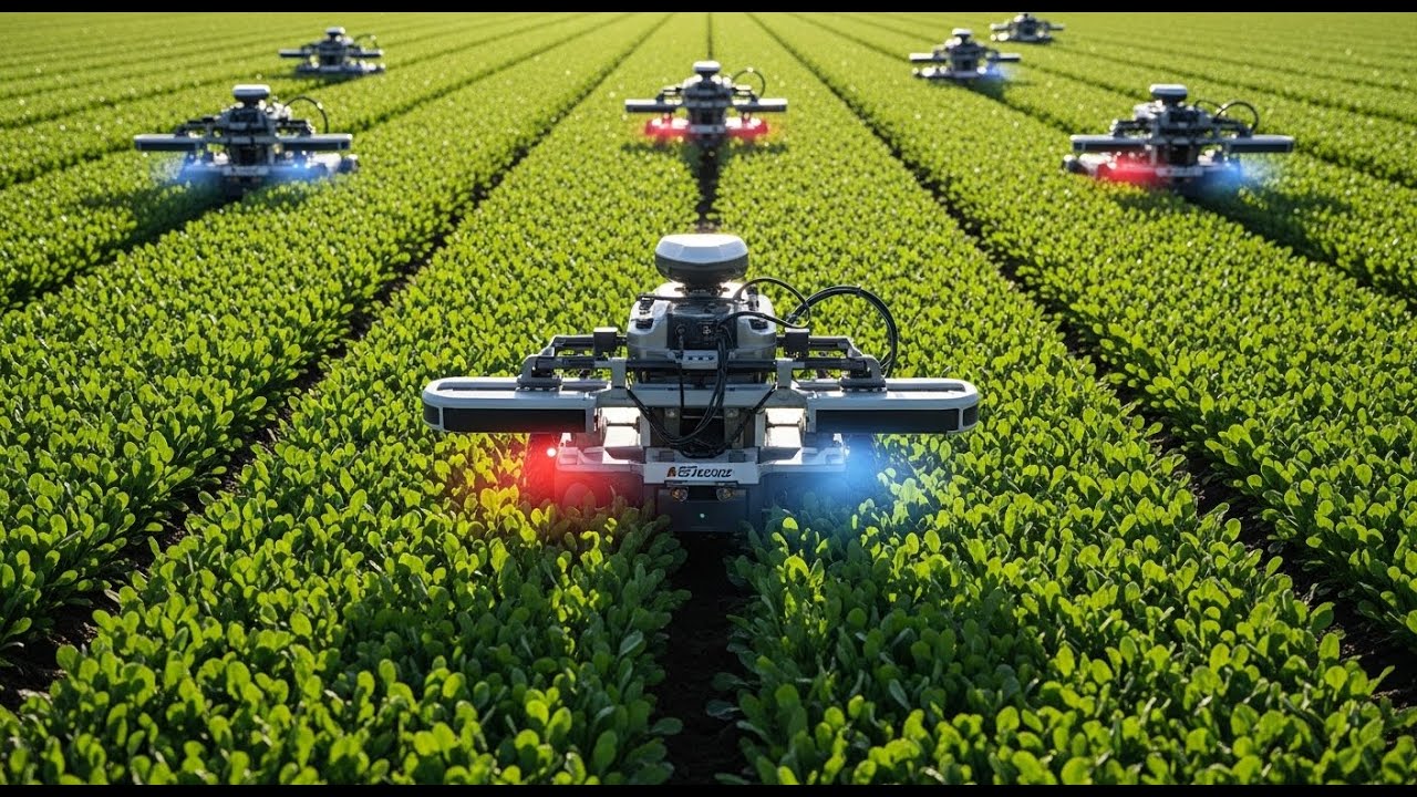 Autonomous Robots Inspect Soil Water in Lush Green Fields