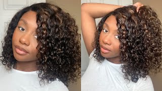 Blonde Highlighs Curly C-Part Lace Closure Wig Install | Ft. Luvme Hair