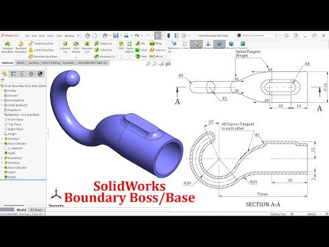 Hook Modeling-SolidWorks Boundary Boss/Base
