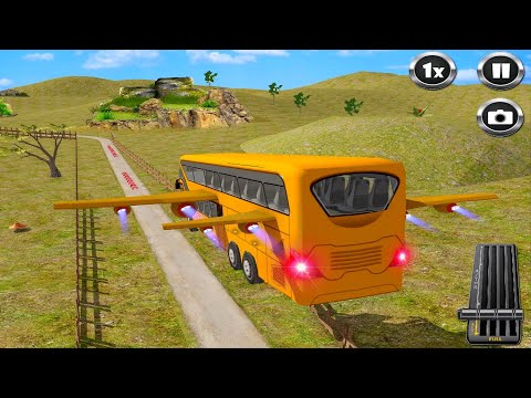 Flying Bus Driving Simulator - School bus driving game - Android Gameplay