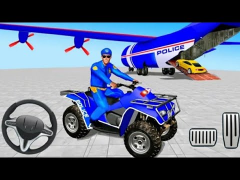 US Police ATV Quad Bike Transport Cargo Plane Game - Android GamePlay #1