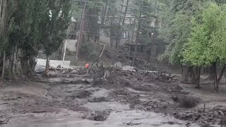 RAW VIDEO: Wall of water rushes through Ruidoso as flash flood begins in New Mexico