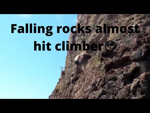 Rocks almost fall on climber on deep water solo #shorts