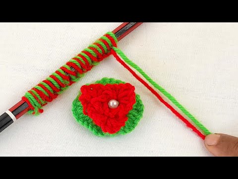 Hand Embroidery Amazing Trick Woolen Rose Making Idea with Pencil