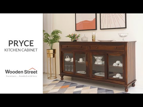 Pryce Kitchen Cabinet (Walnut Finish) | Latest Kitchen Cabinet Design | WoodenStreet | 2023