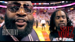 Rick Ross Courtside at Heat vs Knicks Game 5 of the NBA Playoffs ft. Wale & Kelly Rowland