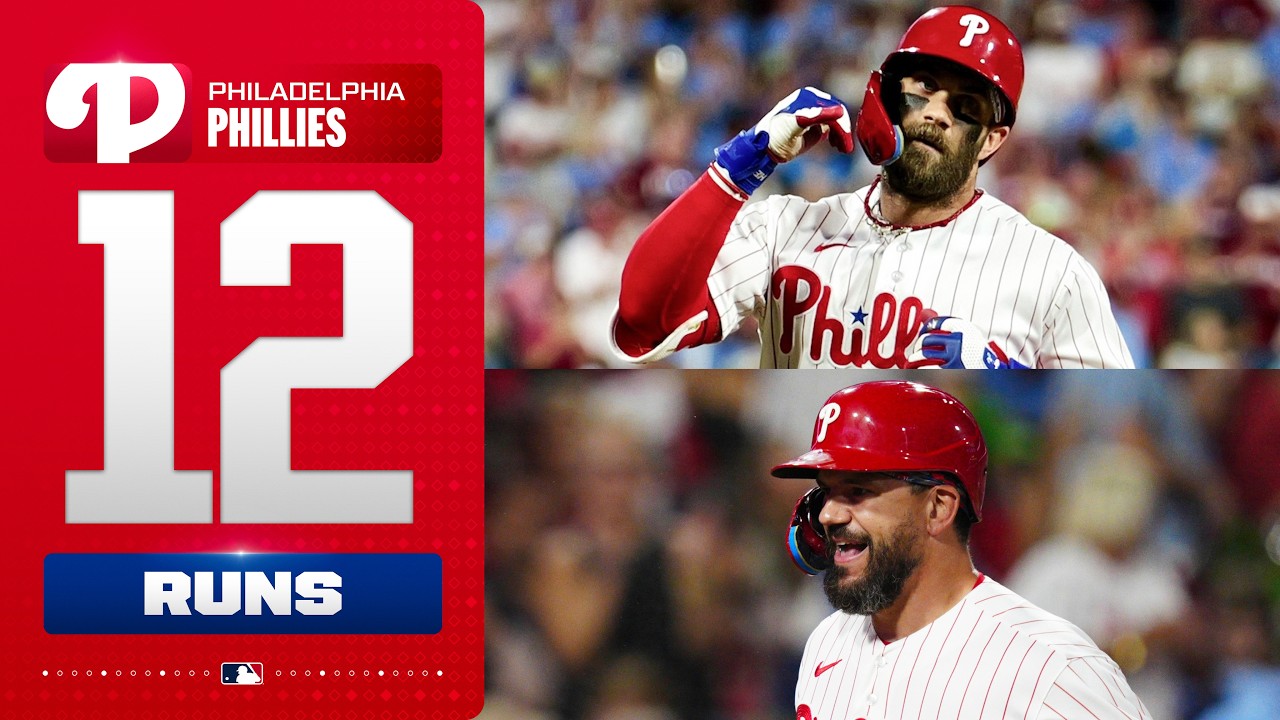 Bryce Harper and Kyle Schwarber mash homers as the Phillies put up 12 RUNS! 🔔 (8th straight win!)