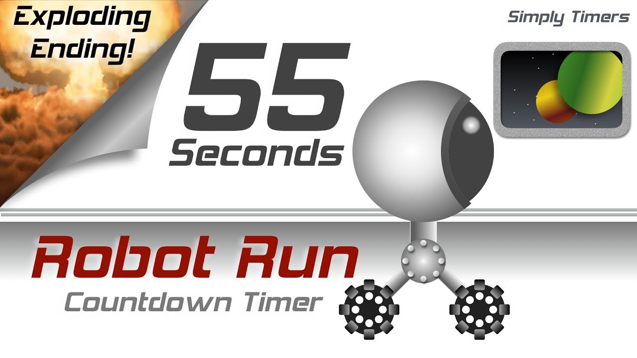 55 sec racing robot countdown timer with exploding ending