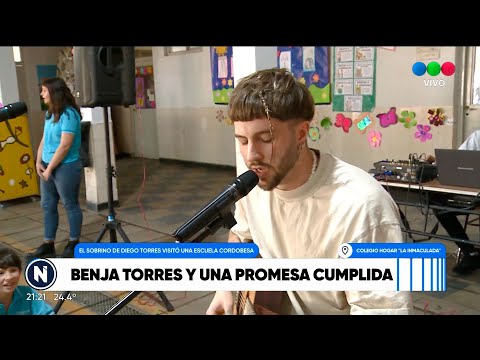 Benja Torres el sobrino de Diego Torres visitó una escuela cordobesa