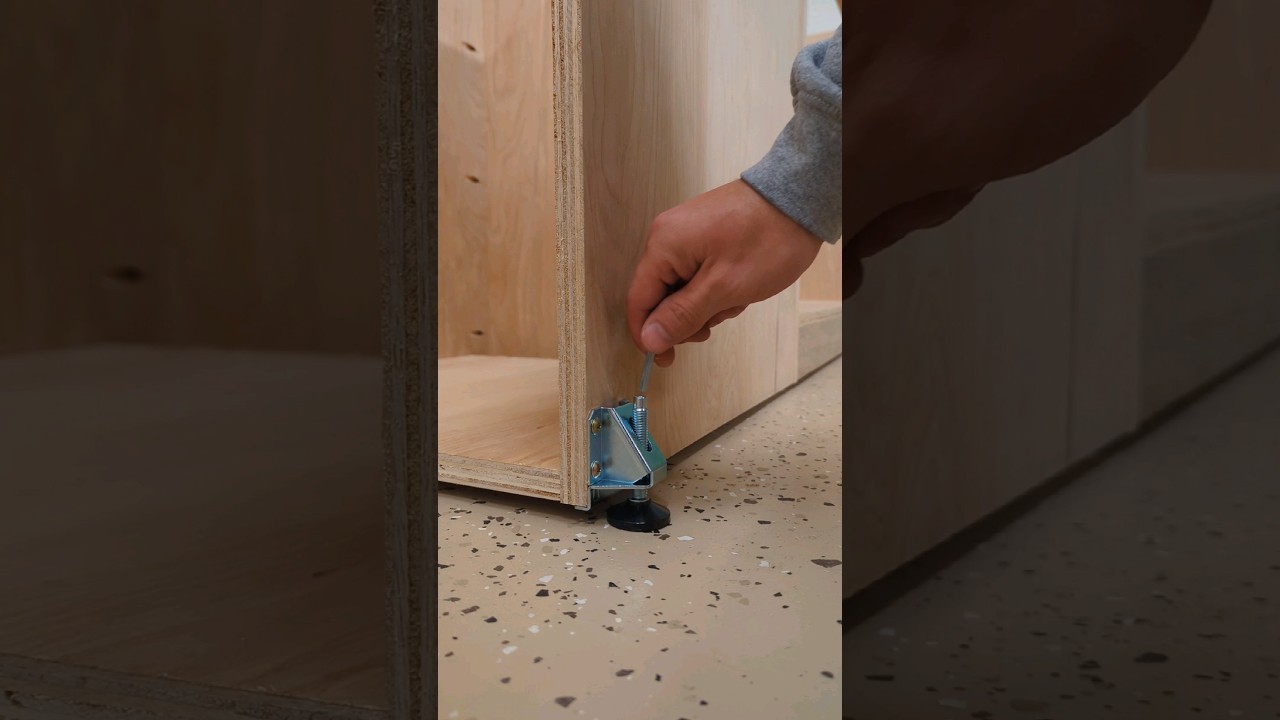 woodshop cabinet part 3. leveling on the sloped garage floor. #woodshop #diy #woodworking #work