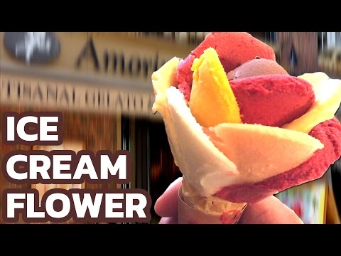 Flor de Sorvete | A Arte de Fazer Sorvete - Deliciosa flor colorida/casquinha de rosa/comida congelada